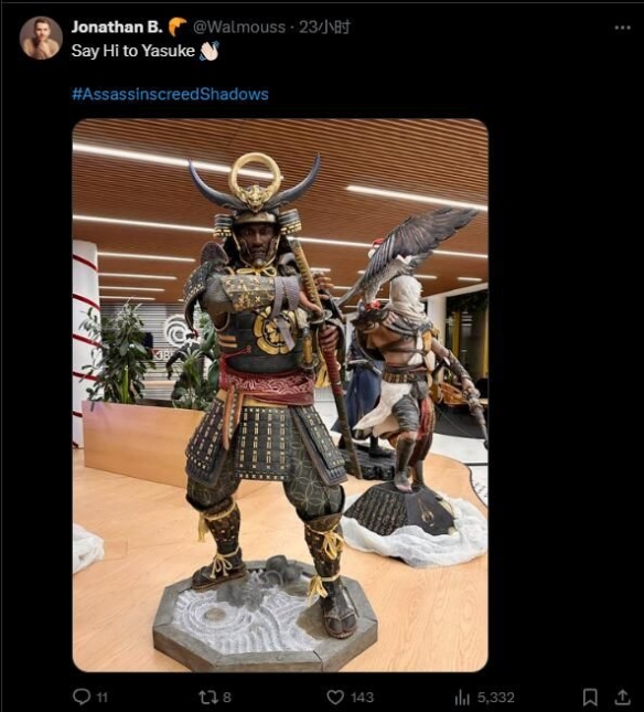 刺客信条：影男主弥助雕像曝光 眼神坚毅充满杀气